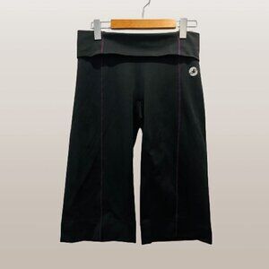 Aerie Y2K Foldover Black Yoga Wide Leg Cropped Capri Lounge Leggings Pants